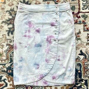Anthropologie Tie-Dye Wrap Skirt With Button Details Size 4 Cotton Blend Pastel
